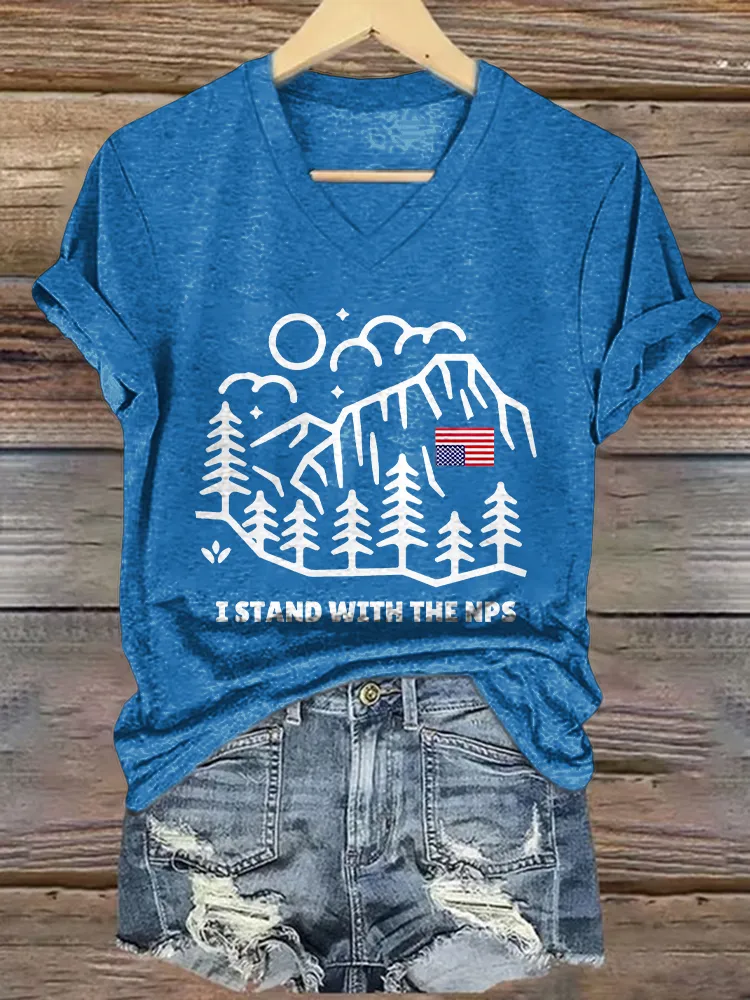 Women'S I Stand With The Nps V-Neck T-Shirt