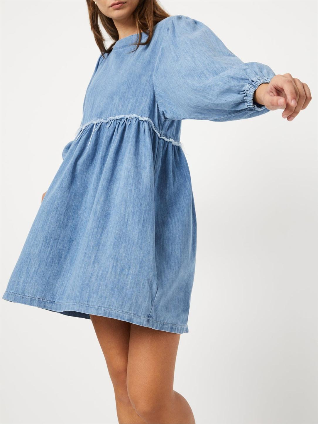 Crew Neck Loose Denim Dress