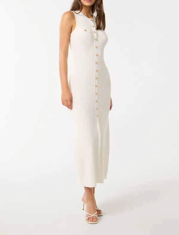 Button-Through Knit Dress