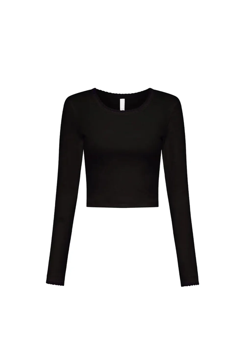 Black Cropped Long Sleeve Top