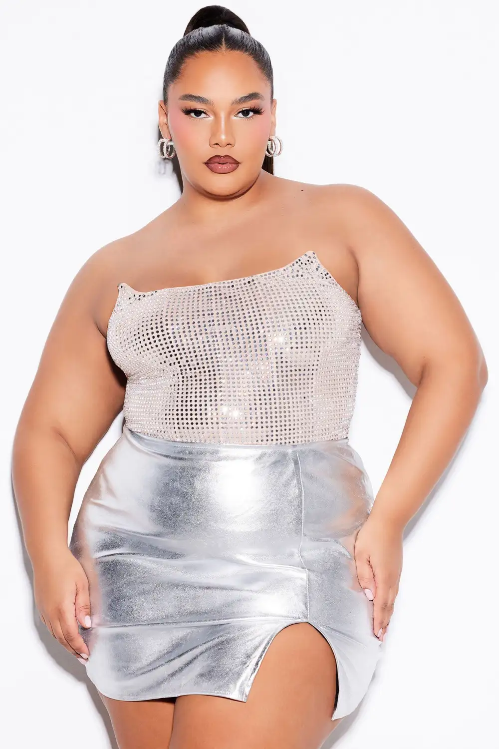 Rayna Rhinestone Mesh Corset Top - Nude
