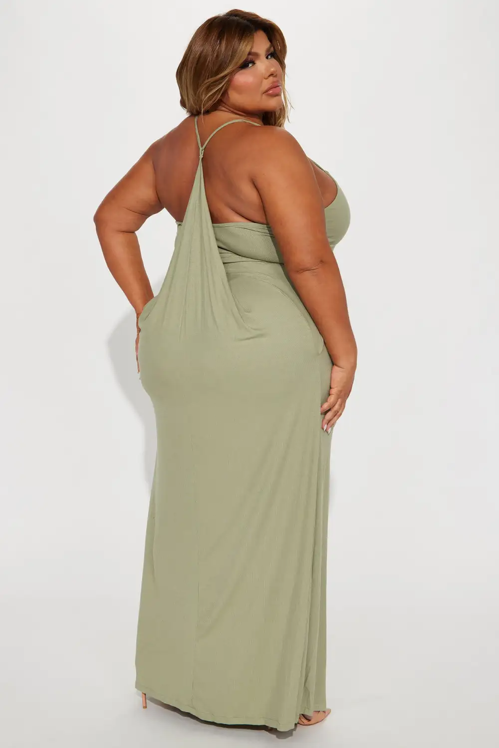 Come This Way Ribbed Maxi Dress - Sage
