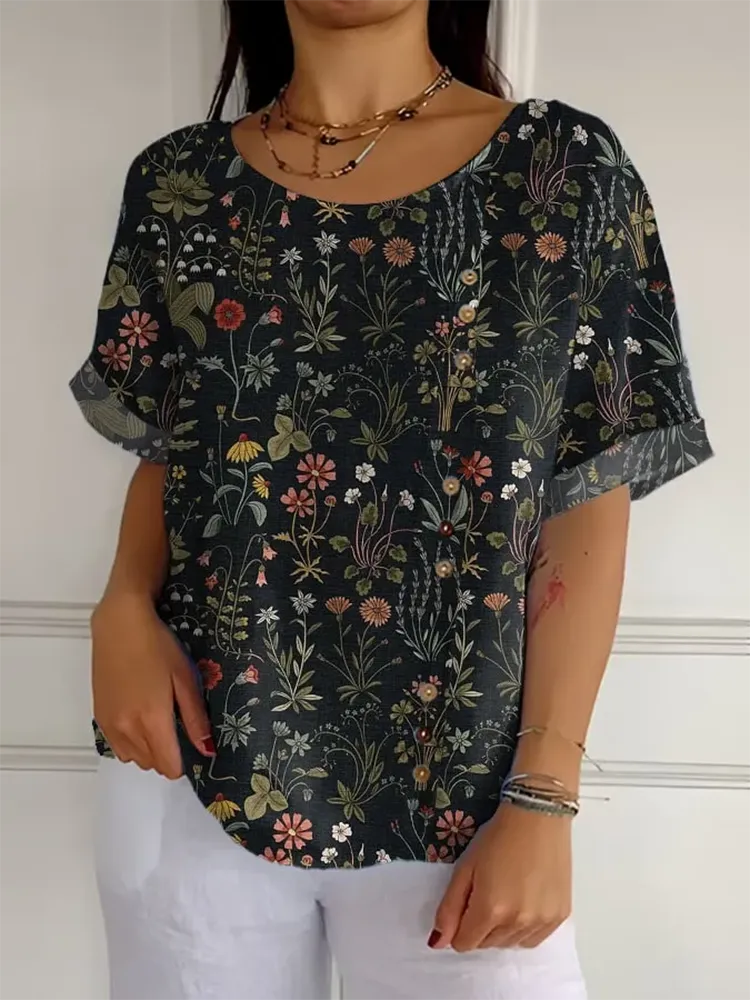 Women'S Retro Protect Forest Animals Print Casual Shirt