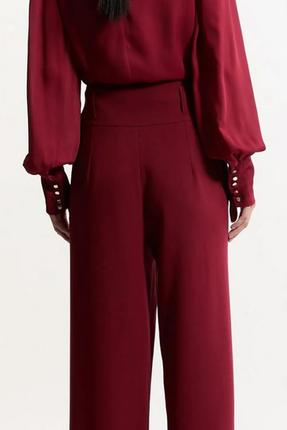 Compact Stretch Essential Tailored High Waist Wide Leg Trouser
