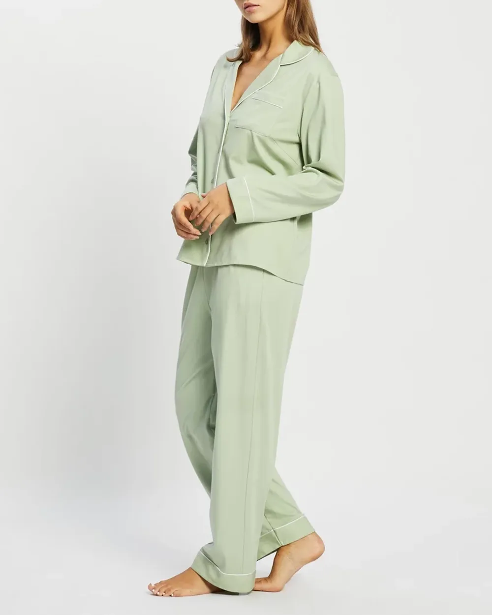 Long Sleeve Button-up Shirt Pajama Set