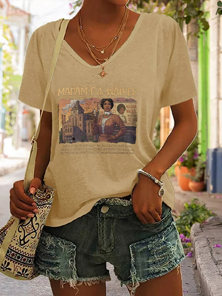 Women'S Madam C.J. Walker V-Neck Short-Sleeved T-Shirt