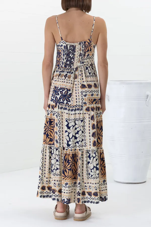 Multicolor Patchwork Print Maxi Dress