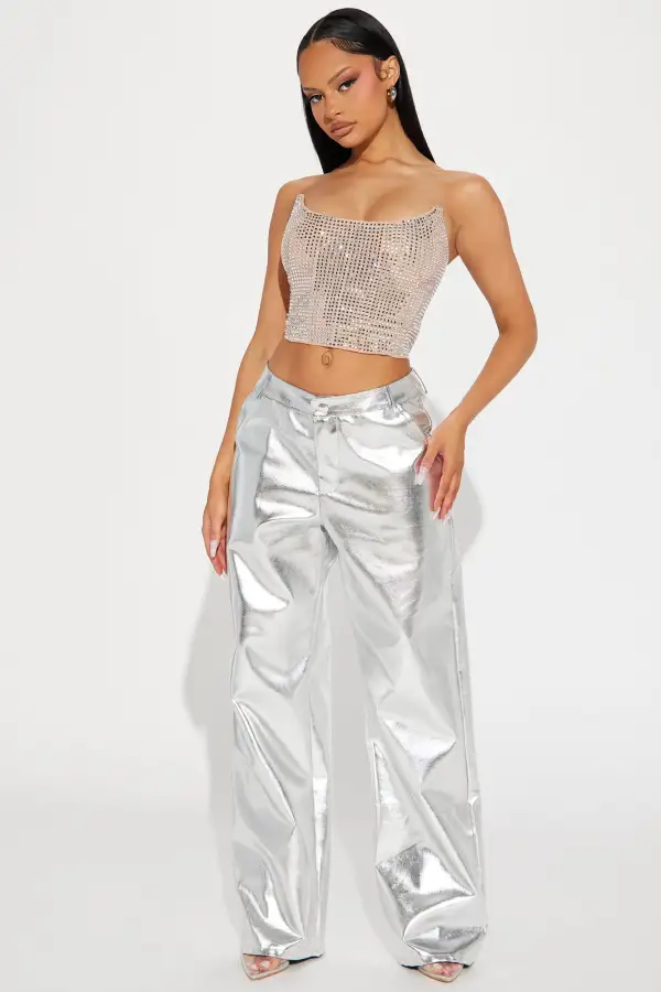 Rayna Rhinestone Mesh Corset Top - Nude