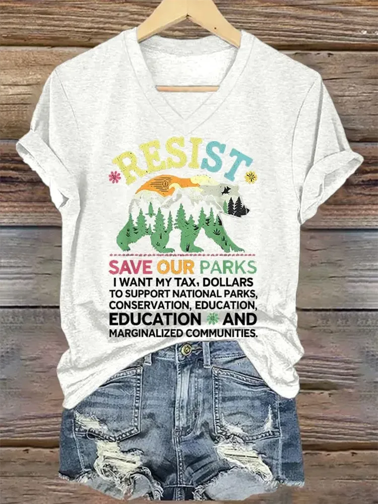 Women'S Support Our National Parks Printed T-Shirt