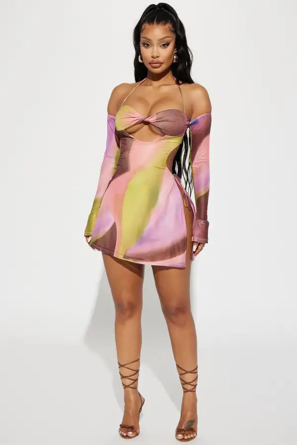 Reign Mesh Mini Dress - Mauve/combo