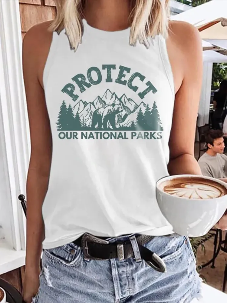 Women'S Protect Our National Parks Round Neck Sleeveless Vest