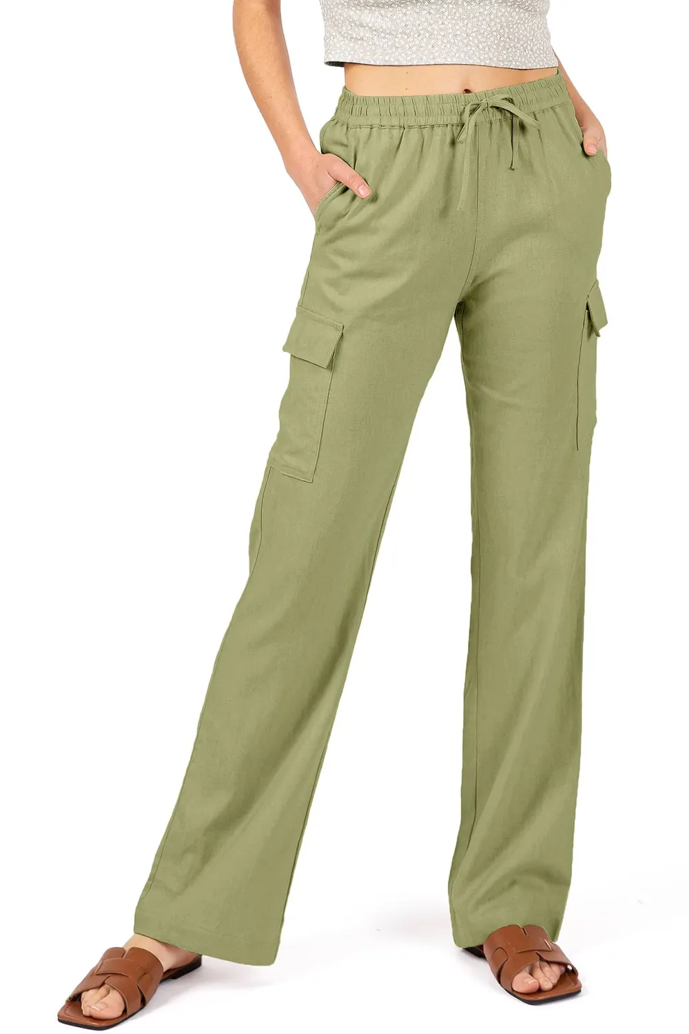 Black Linen - Blend Cargo Pants