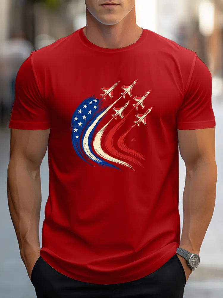 Man'S Independence Day Round-Neck Short-Sleeved T-Shirt