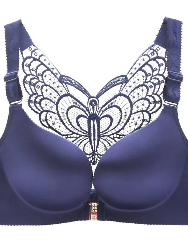Women's Curve Plus Size Solid Color Butterfly Ladies Sexy Winter Fall Spring Push Up Bras 3/4 Cup Bra Black Wine Red Big Size US34A / FR90A / INT75A US34B / FR90B / INT75B US34C / FR90C / INT75C
