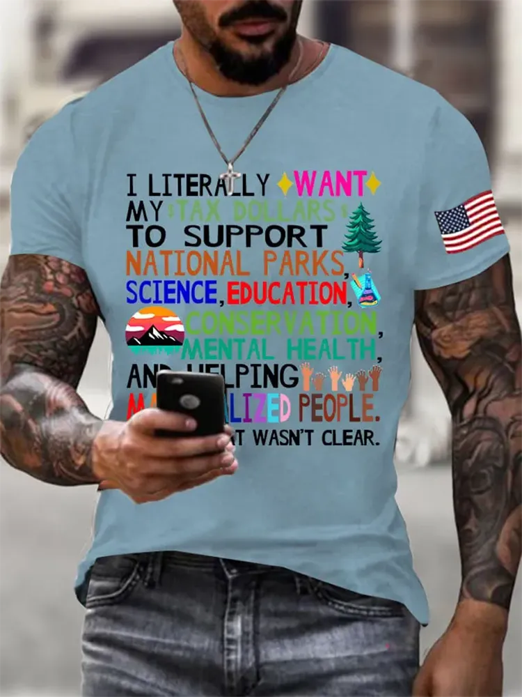 Men'S Support National Parks Printed Round Neck T-Shirt