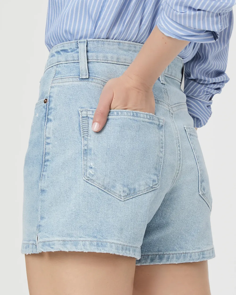 Light Blue Denim High Waisted Shorts