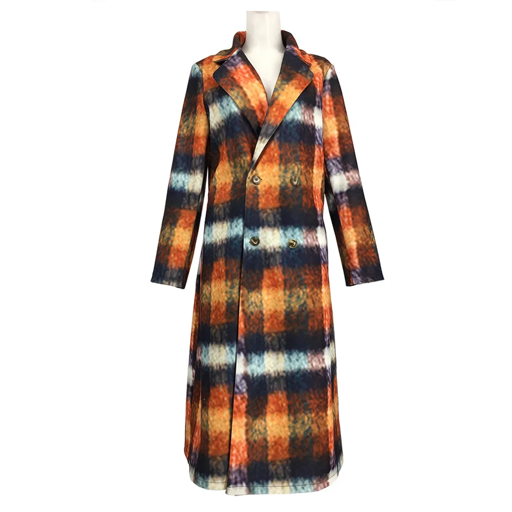 Plus Size Casual Plaid Print Loose Pocket Windbreaker Jacket