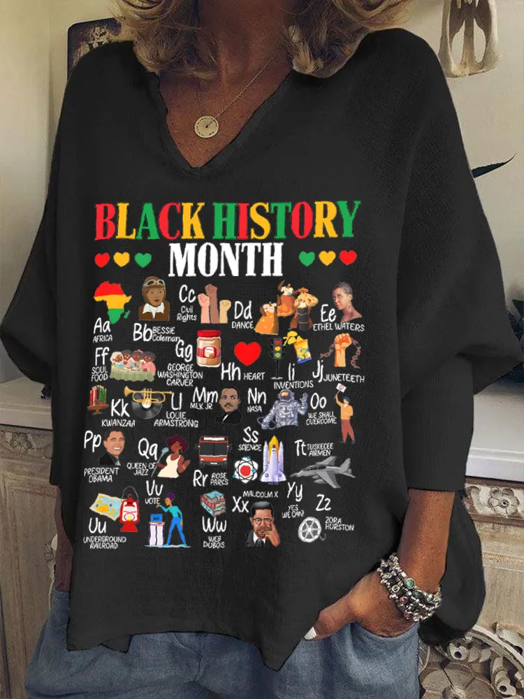 Women'S Black History Month V-Neck T-Shirt