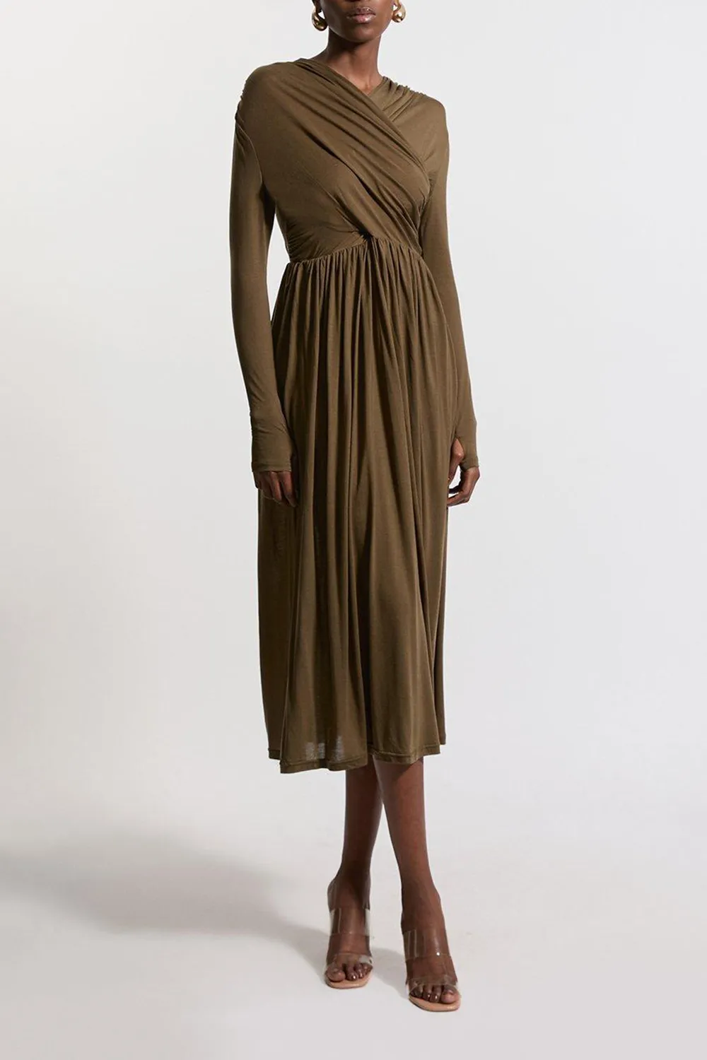 Premium Tencel Jersey Wrap Detail Dress