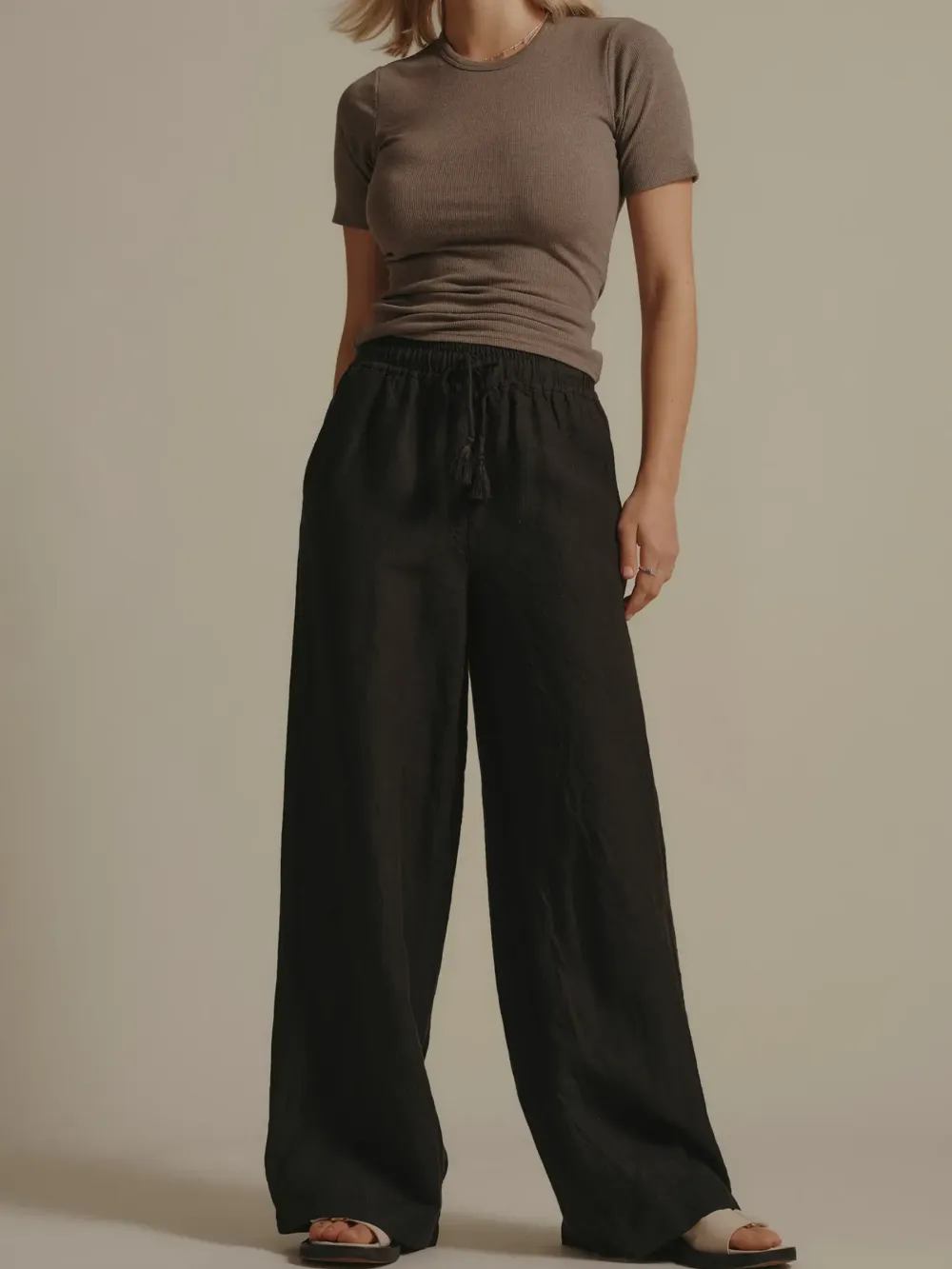 Elementary Wide Leg Linen Pant