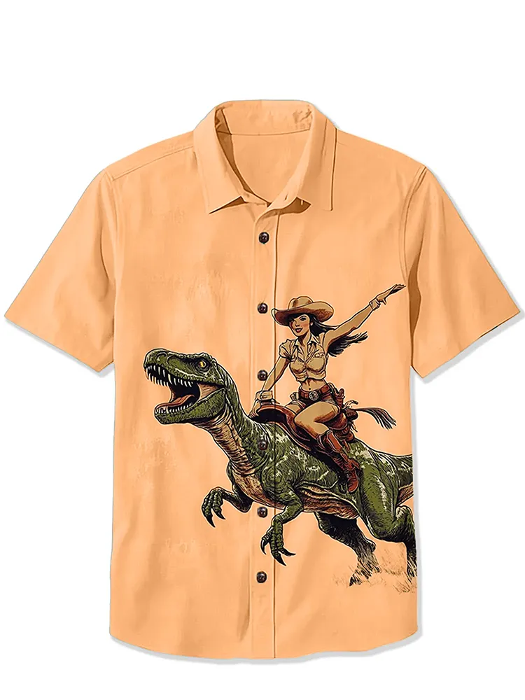 A Cowgirl Riding A Dinosaur Shirt