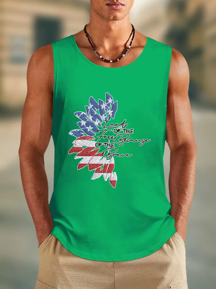 Men'S Land Of The Free Because Of The Brave Round-Necked Sleeveless Vest