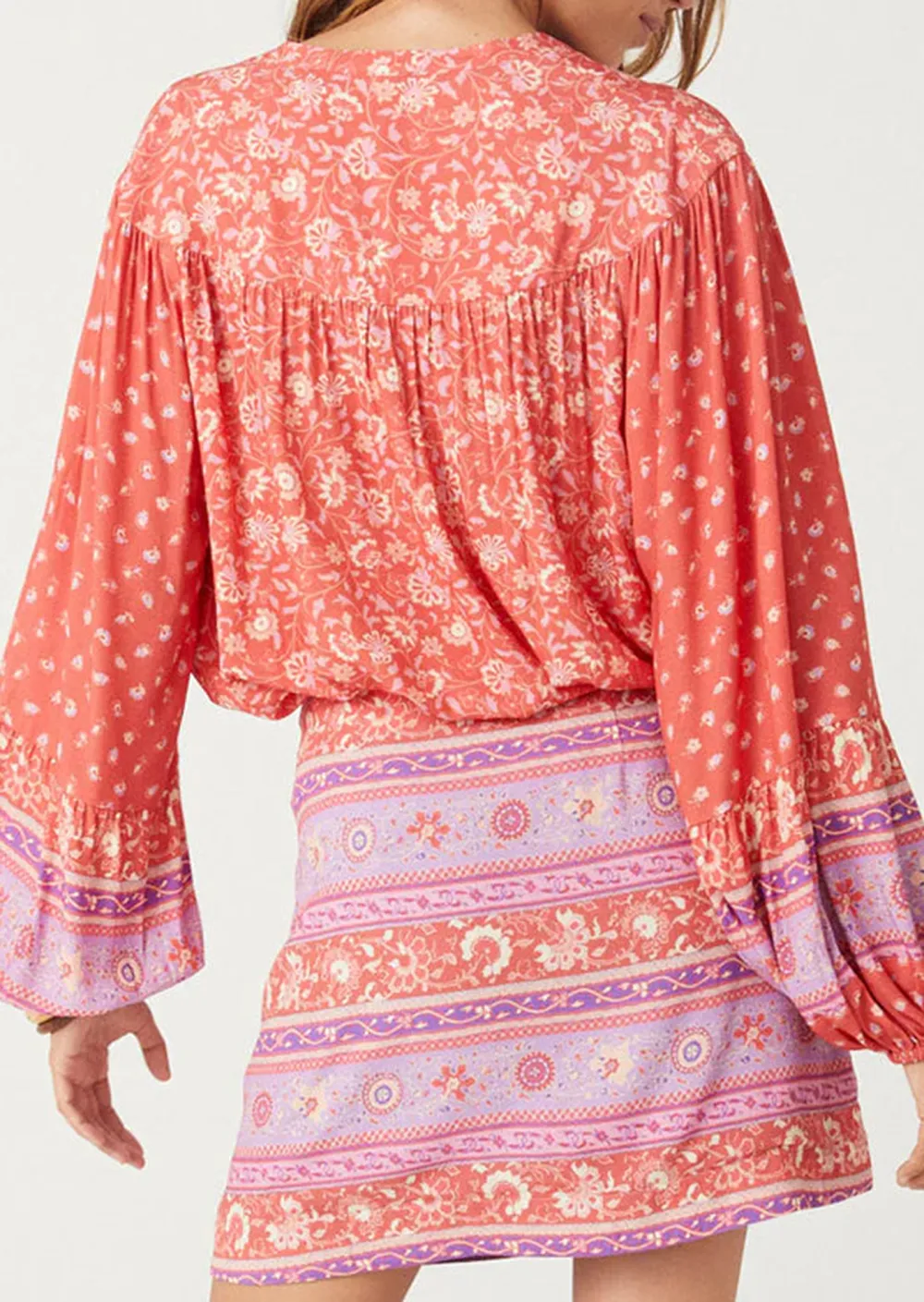 Pink Printed Wrap Blouse