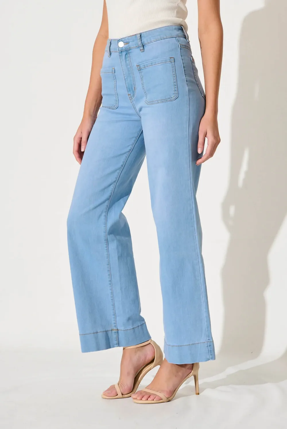 Light Blue High Waisted Flared Denim Jeans