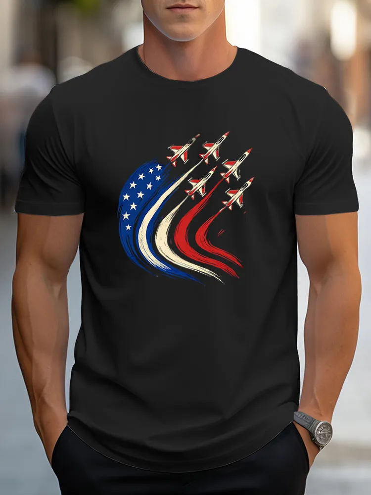 Man'S Independence Day Round-Neck Short-Sleeved T-Shirt