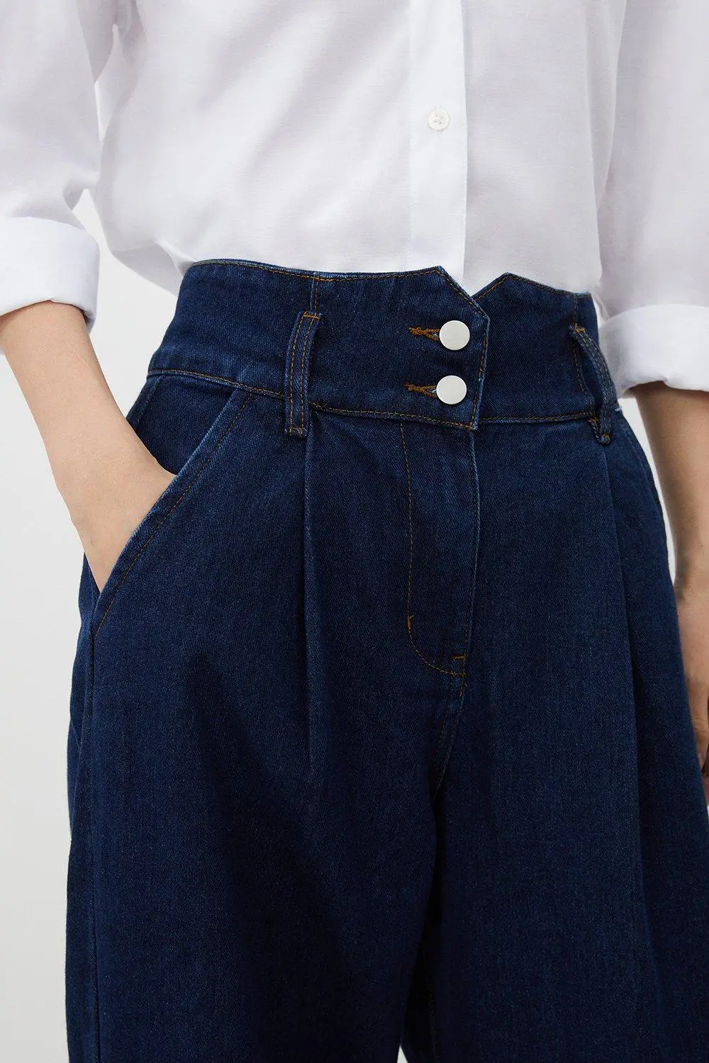 Petite Denim Wide Leg Trousers