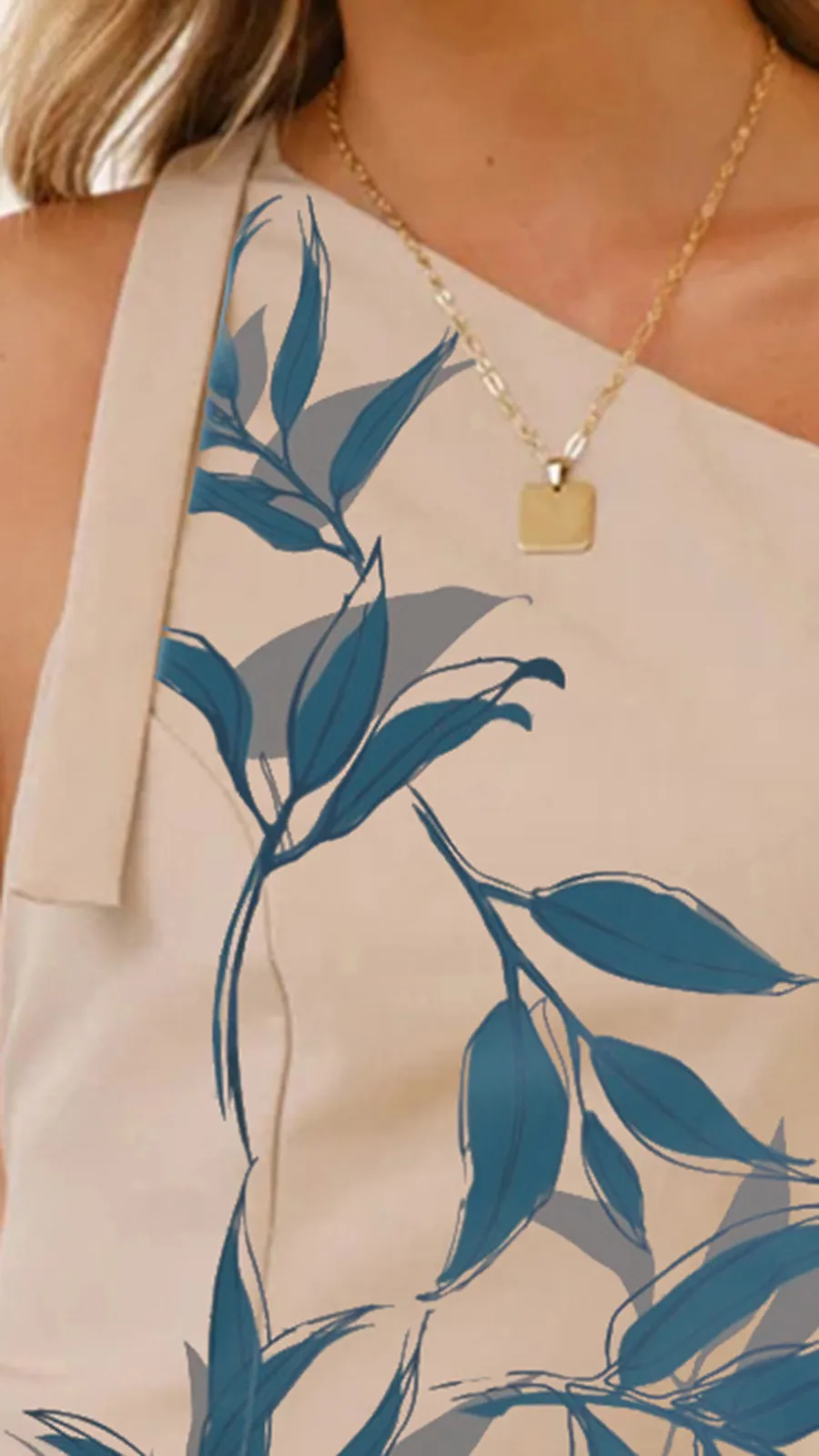 Slant Collar Hollow Back Top