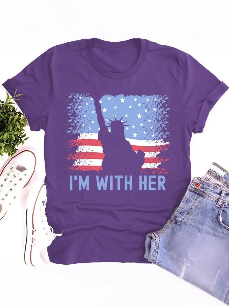 America Flag I'M With Her Teacher T-Shirt
