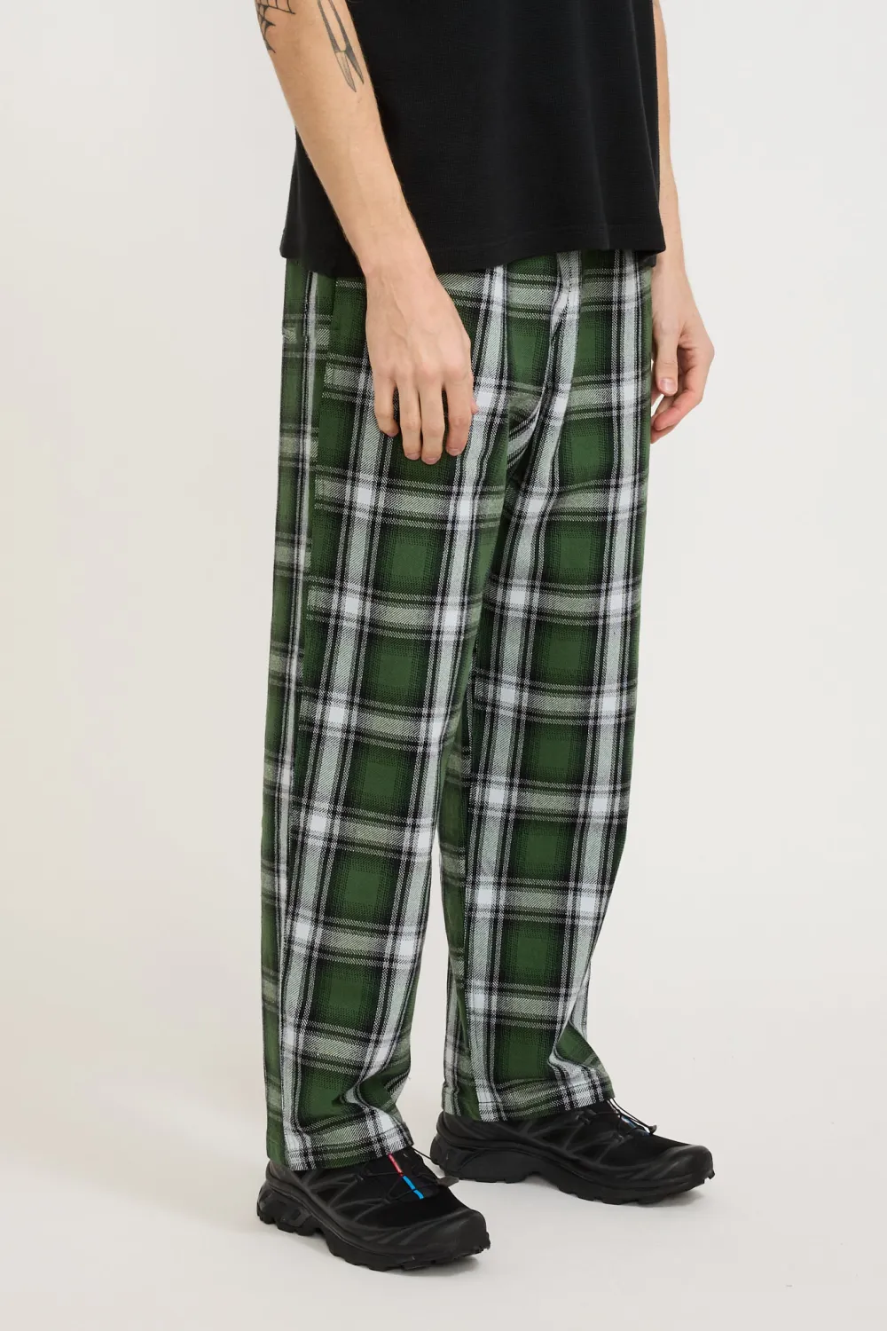 Vertical Striped Plaid Trousers
