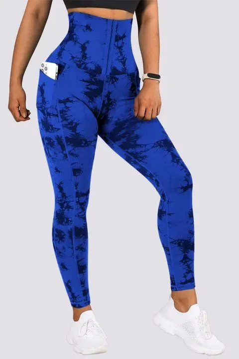 Tie Dye Pocket Side Cincher Sports Leggings