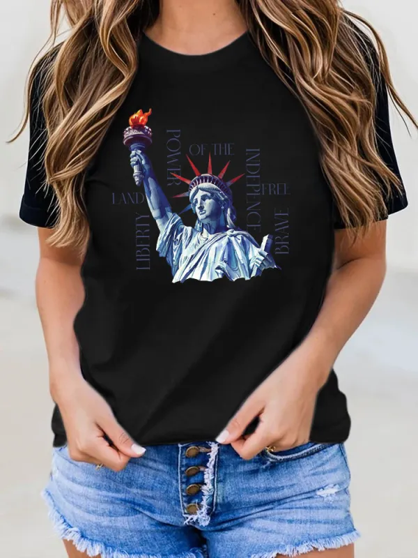 Woman'S Power Of The Indepence Round-Neck Short-Sleeved T-Shirt