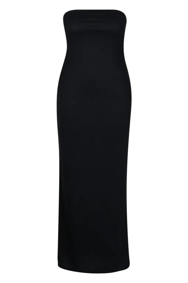 PLUS BANDEAU MAXI DRESS-BLACK
