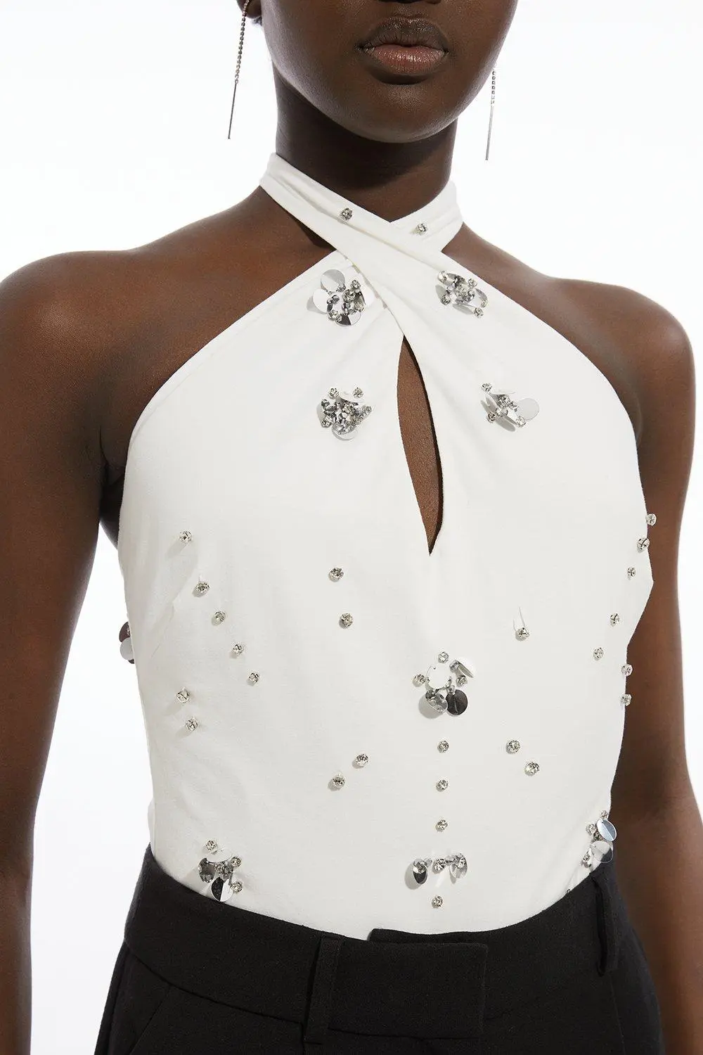 Skinny Cotton Halterneck Bodysuit