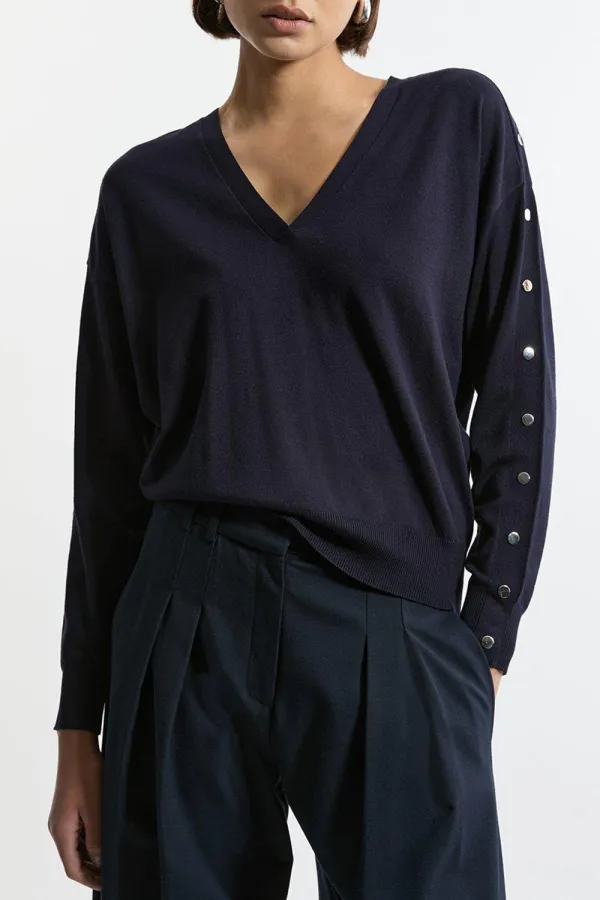 Viscose Blend V Neck Knit Jumper