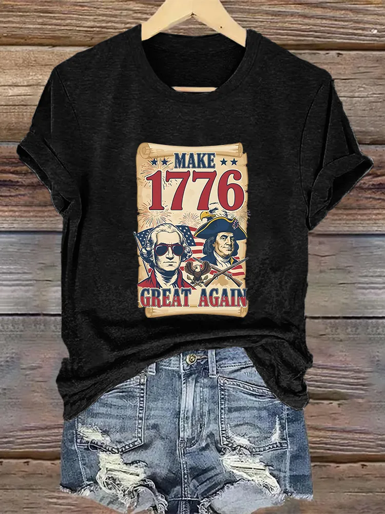 Woman'S Make 1776 Great Again Crew Neck Short Sleeve T-Shirt