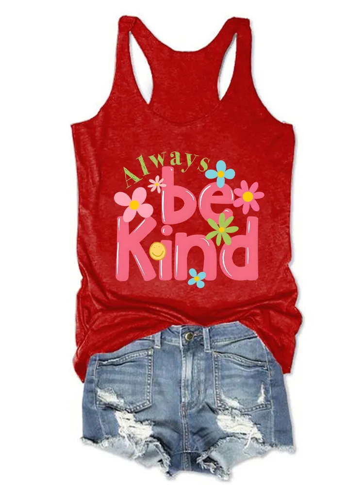 Women'S Round-Neck Sleeveless Vest Always Be Kind Prints