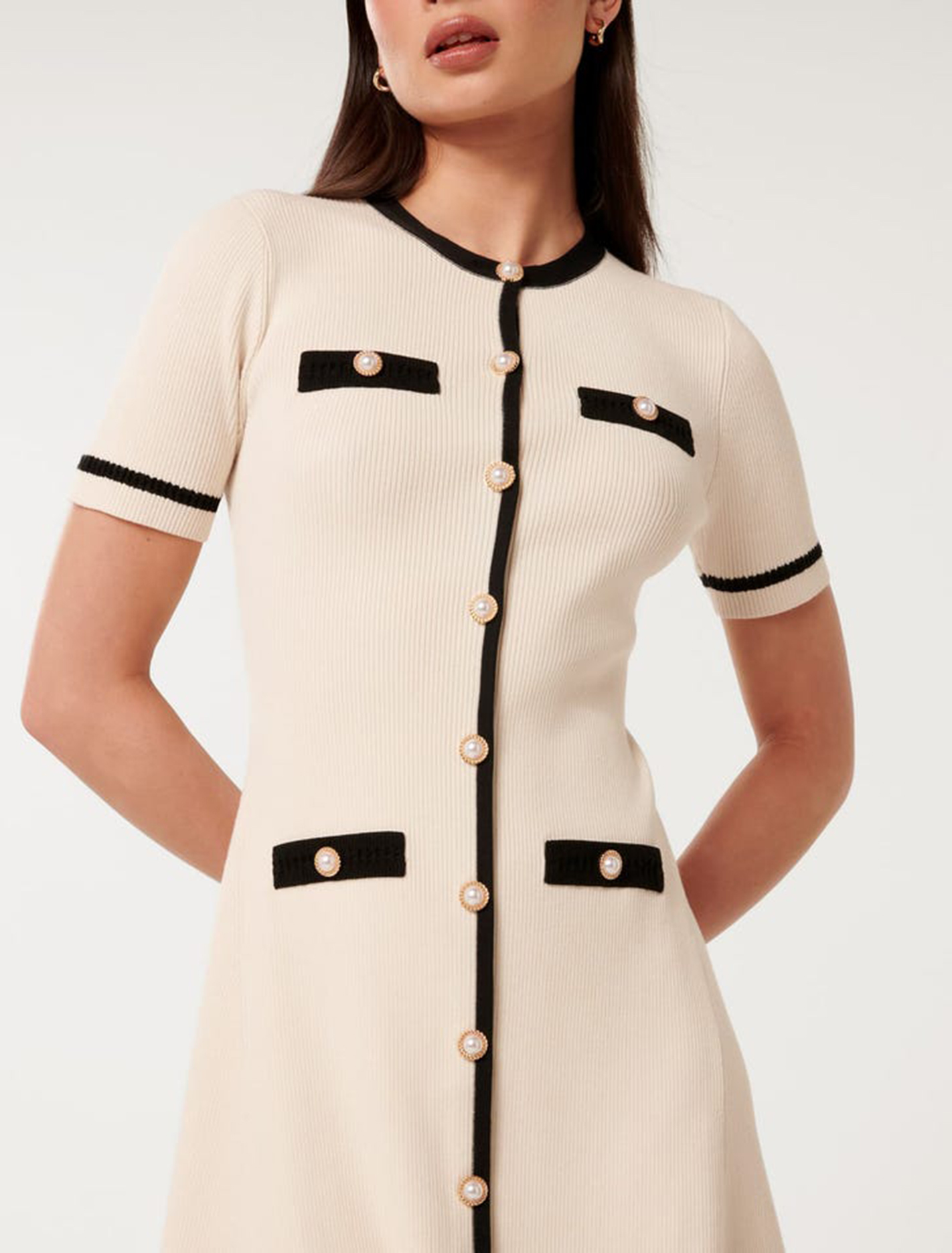 Contrast Knit Mini Dress