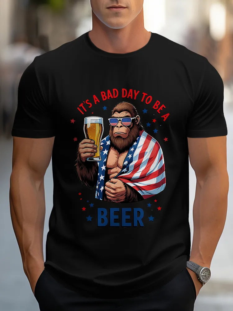 Man'S It'S A Bad Day To Be A Beer Round-Neck Short-Sleeved T-Shirt