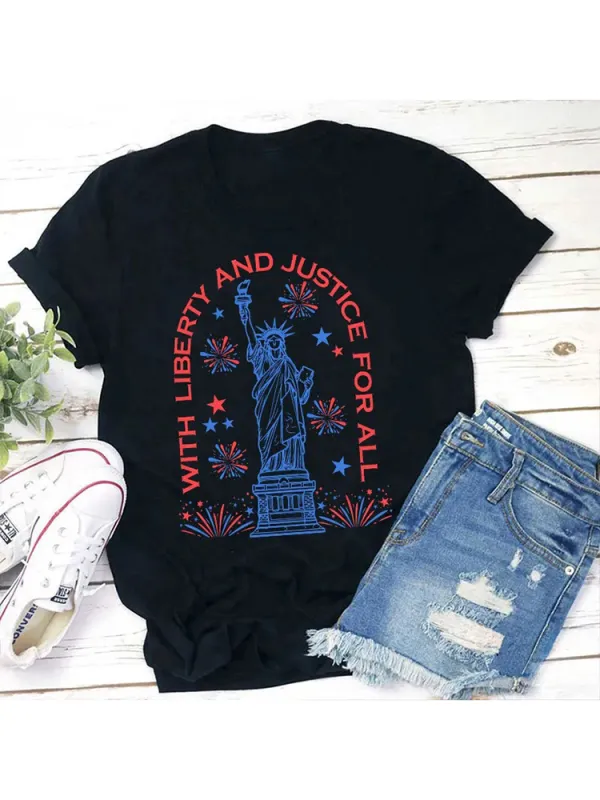 With Liberty And Justice For All Teacher T-Shirt