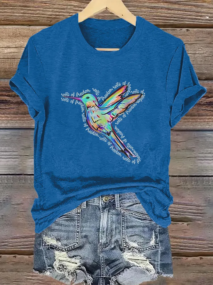 Woman'S Freedom Crew Neck Short Sleeve T-Shirt