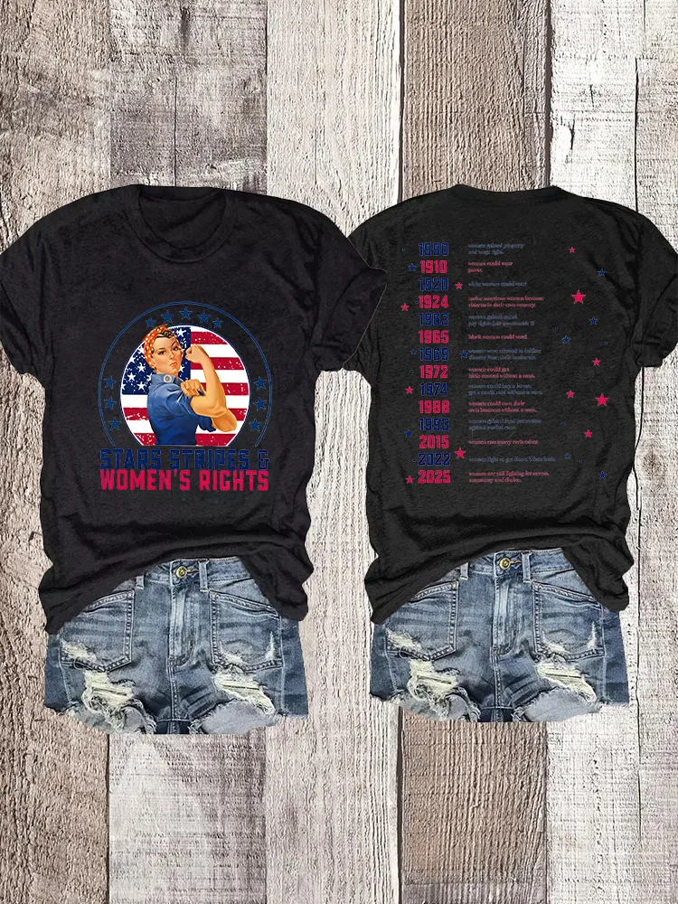 Woman'S Stars Stripes Women'S Rights Crew Neck Short Sleeve T-Shirt