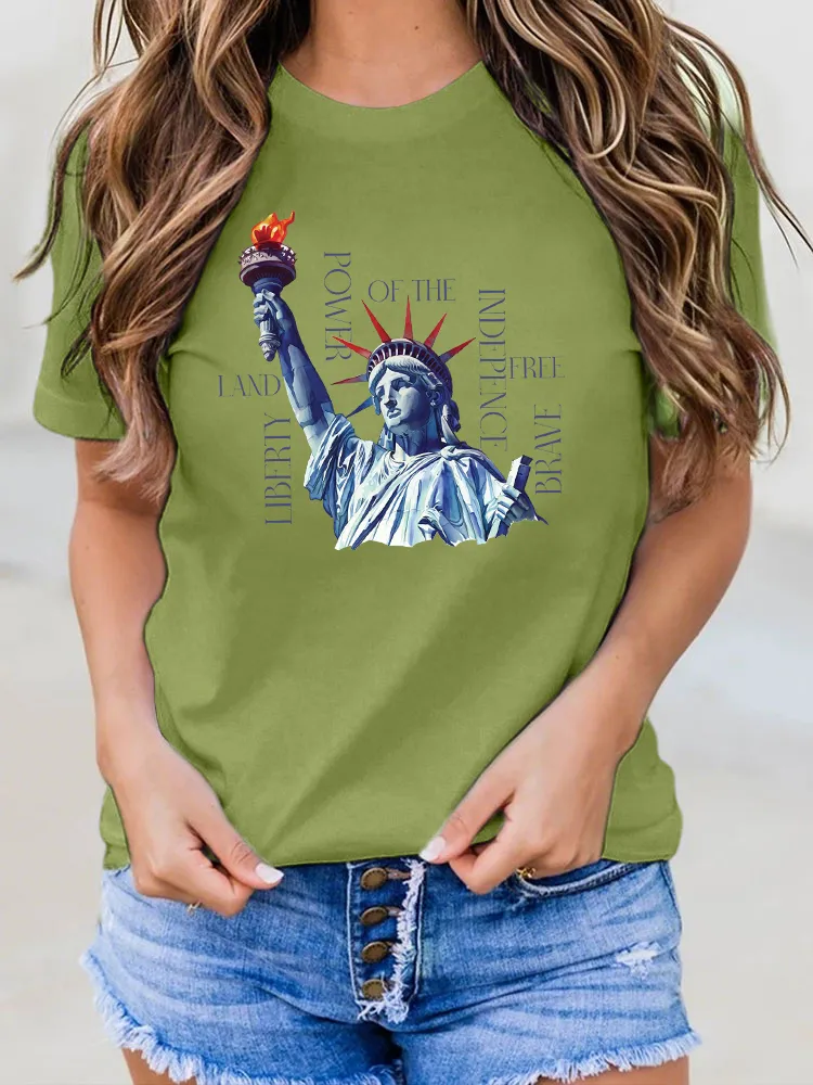 Woman'S Power Of The Indepence Round-Neck Short-Sleeved T-Shirt