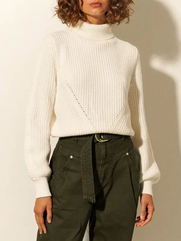 Mock Neck Ribbed Knit Sweater