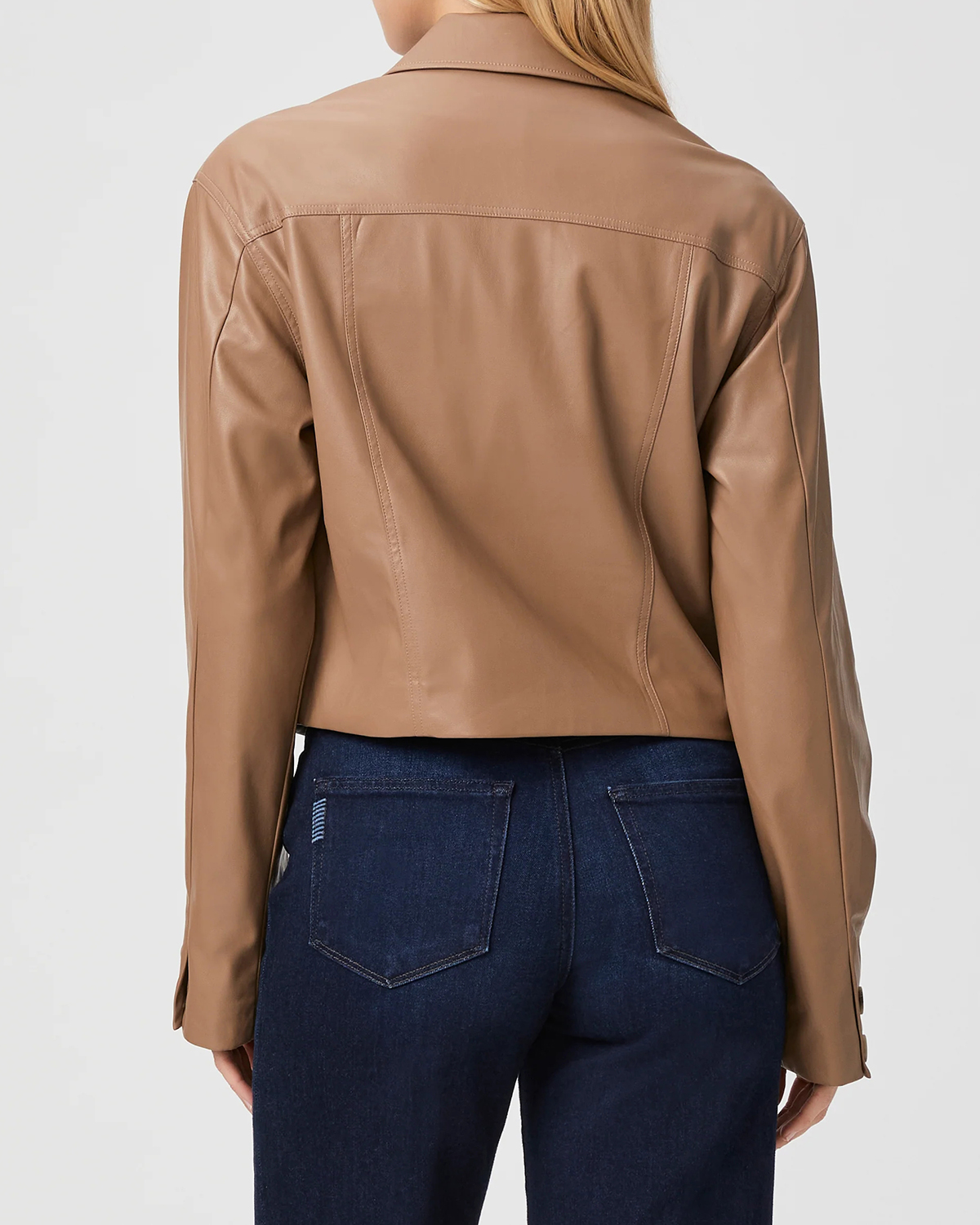 Tan Faux Leather Cropped Jacket