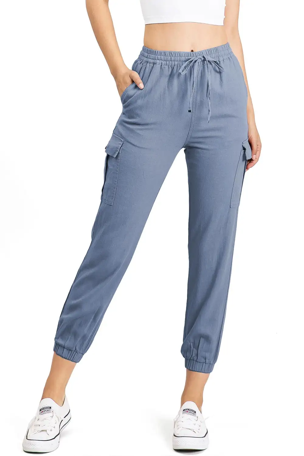 Tan Drawstring Cargo Jogger Pants