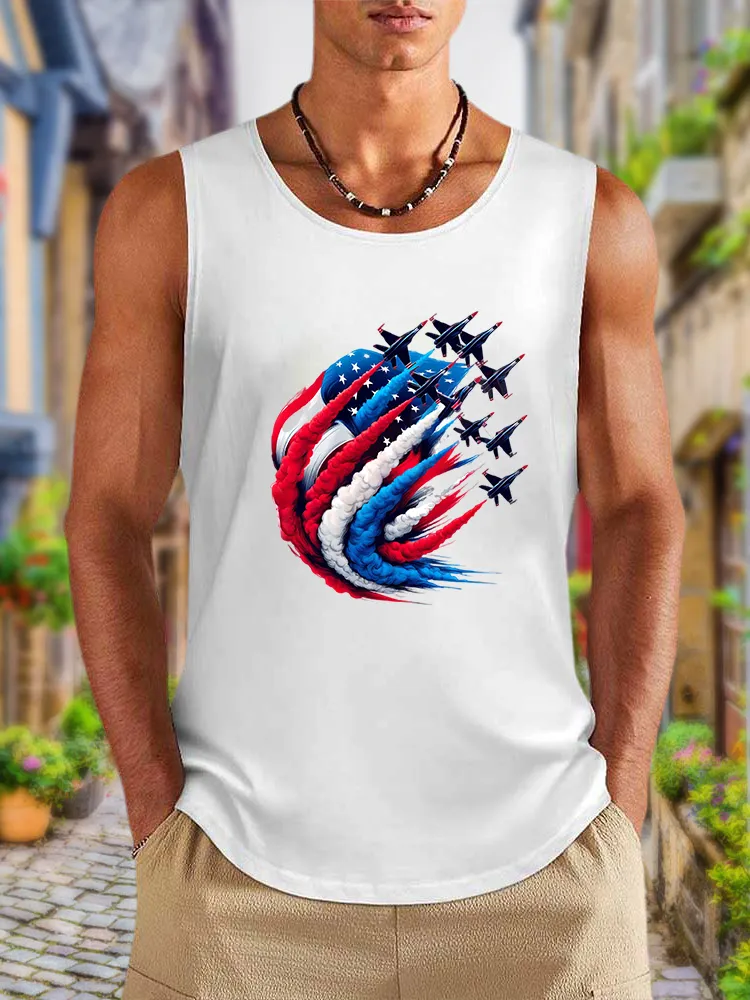 Men'S Airplane Smoke-Pulling Performance Round-Necked Sleeveless Vest
